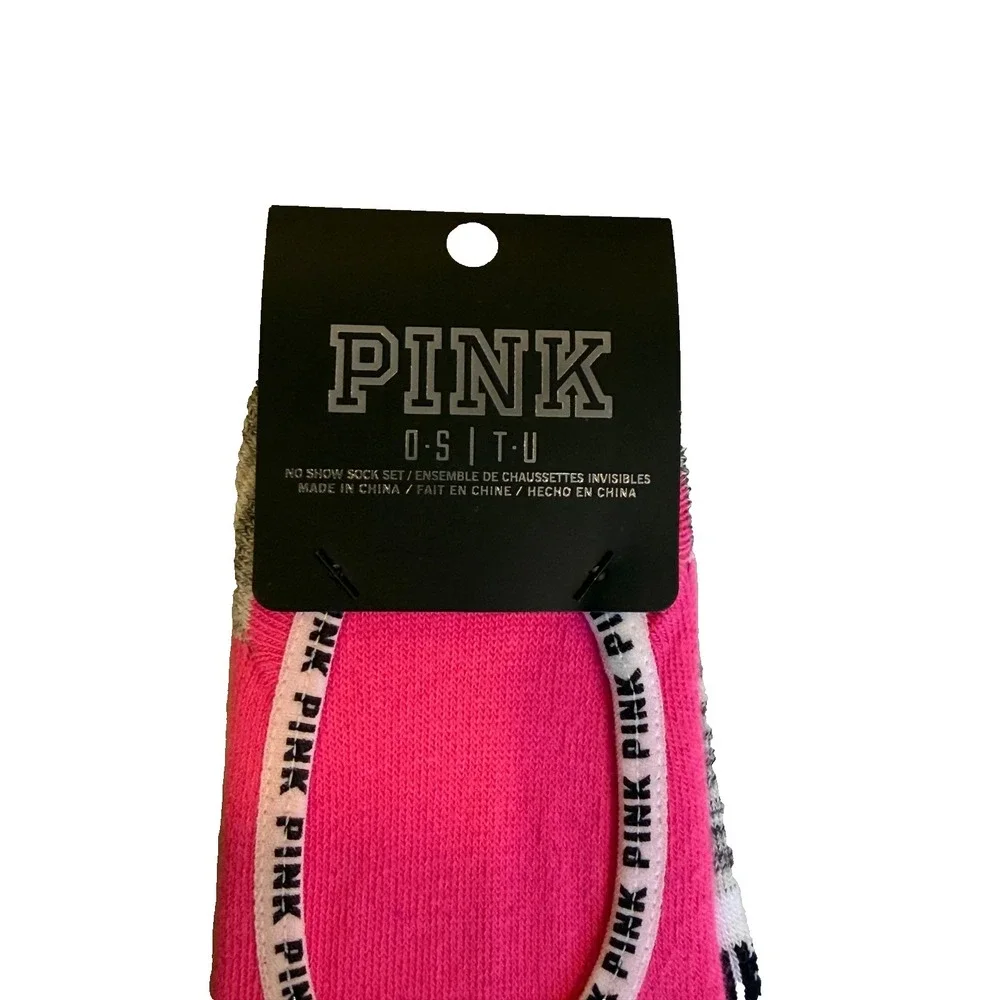 Victoria's Secret PINK no show socks; pink/grey - pack of 2 pairs